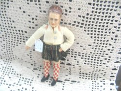 10.5'' COMPOSITION HEAD CLOTH BODY GENT ORIGINAL HIGHLAND DANCER DOLL, ARGYLE SOCKS